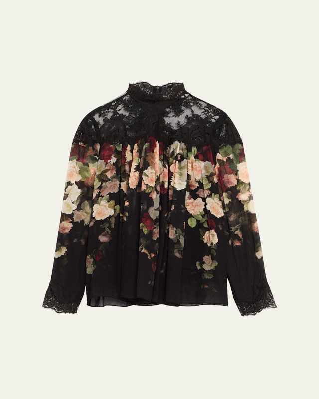 Floral Lace Yoke Blouse
